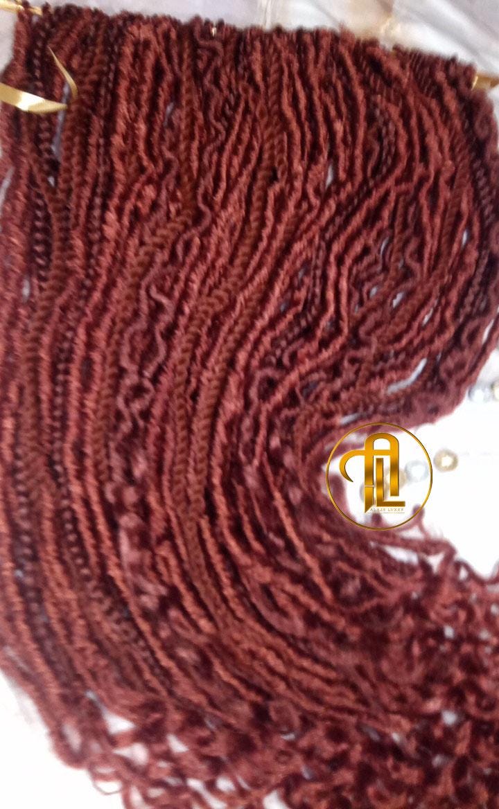 Single Ended Ginger Red Burnt Orangish SE 75 Piece Set Kit Mixed Soft Crochet Boho Dread Braid Hair Wrap Extension Texture Natural Realistic