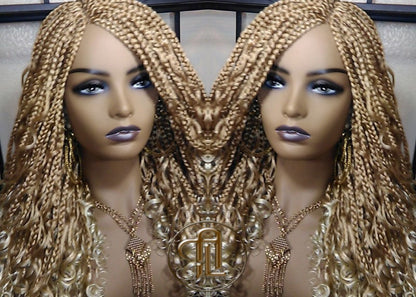 14 in Box Braid Boho Short Curly Wig Blonde 27 613 Mix Ombre Balayage Honey Blonde Platinum Wig for Black White Women Alopecia