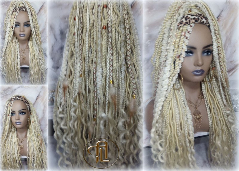 Headband Wig Blonde 613 Braids Dreads Mix Set Twist Soft Crochet Boho Dread Braid Set Bohemian extensions