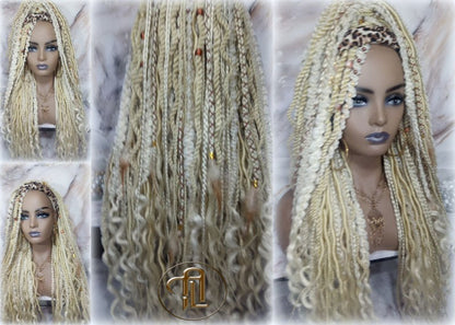 Headband Wig Blonde 613 Braids Dreads Mix Set Twist Soft Crochet Boho Dread Braid Set Bohemian extensions