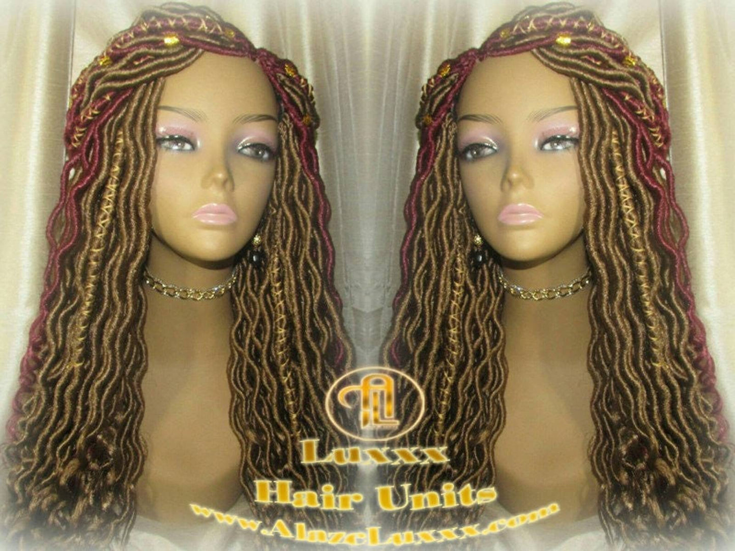 Goddess Faux Loc Wig Gold Honey Blonde 27 Marley Crochet Synthetic Dread Dred Red Burgundy 530 Ombre Box Braids Kinky Twist Hair Braided Wig