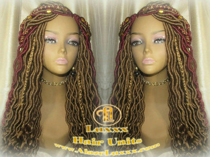 Goddess Faux Loc Wig Gold Honey Blonde 27 Marley Crochet Synthetic Dread Dred Red Burgundy 530 Ombre Box Braids Kinky Twist Hair Braided Wig
