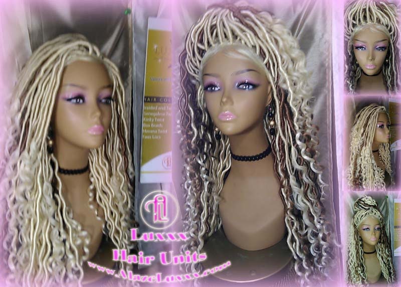 Lace Frontal Lace Front Goddess Faux Locs Wig Baby Hair Platinum Blonde Brown Goddess Faux Locs Dread Loc wigs Gypsy Boho 613