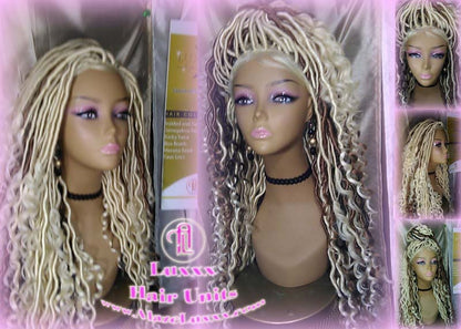 Lace Frontal Lace Front Goddess Faux Locs Wig Baby Hair Platinum Blonde Brown Goddess Faux Locs Dread Loc wigs Gypsy Boho 613