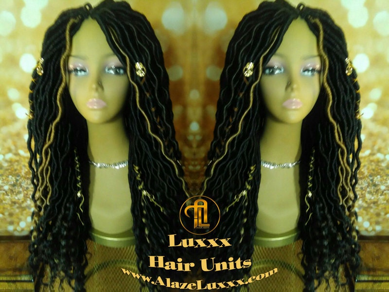 Dread Wig  Wavy Black Dreads 1B Honey Blonde 27 Gypsy Faux Synthetic Nu Goth New Marley Wool Dred Lock Carnival Hair Bohemian Boho Goddess