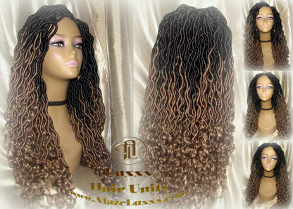 Goddess Faux Locs Gypsy Boho Ombre Black Blonde Long Synthetic Dreads Curly Wavy Cosplay Carnival Festival Braid Wig Alopecia Thinning Hair