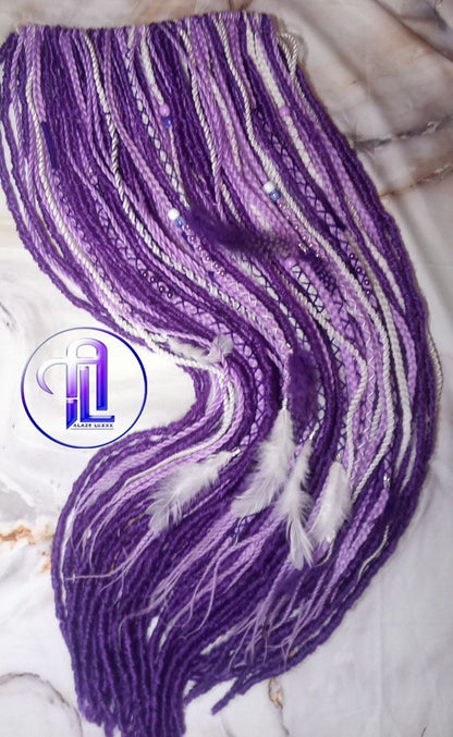 Purple White Dreadlock Extensions  Crochet Dreads Synthetic Dreadlocks Straight Textured Extensions Se Dreads Single Ended Hair Extension