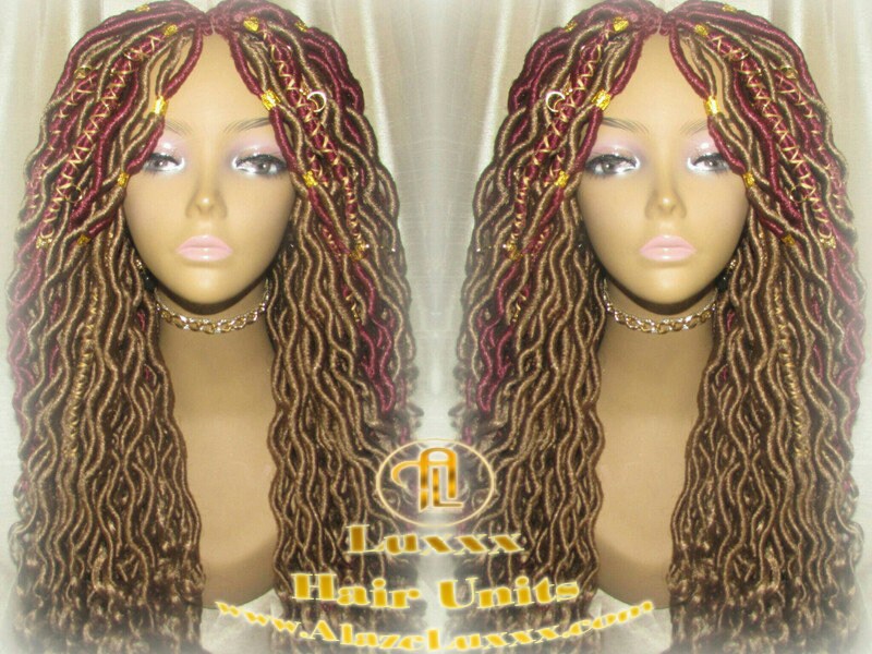 Marley Goddess Crochet Synthetic Dread Dred Loc Lock Wig Red Burgundy 530 Ombre Gold honey blonde 27 Box Braids Kinky Twist Hair Braided Wig
