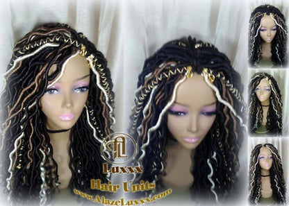 Dread Wig Black Blonde 613 27 Black Dread Gypsy Bohemian Boho Long Wavy Goddess Faux Locs Honey DE SE Dred Lock Braided Wigs Distress
