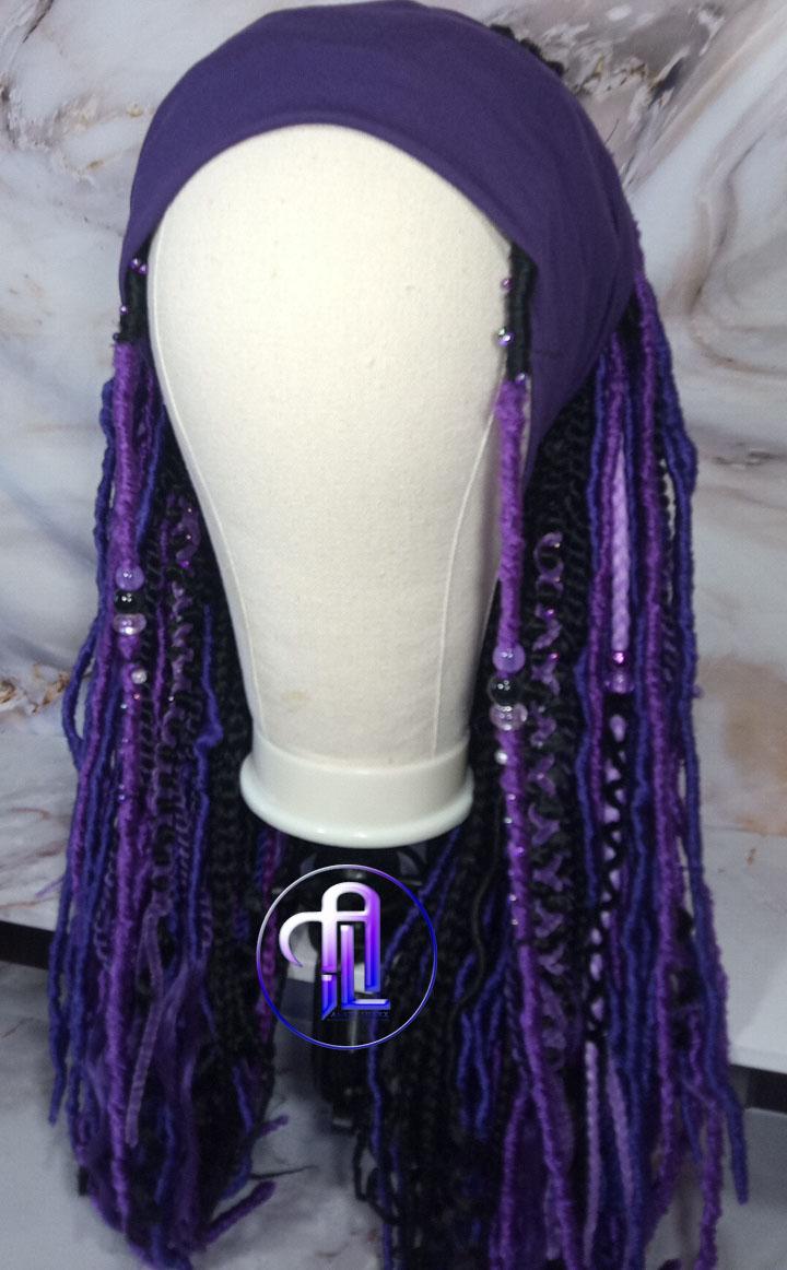 Wide Headband Wig Viking Ombre Goddess Boho Locs Black Purple Crochet Synthetic Dread Curly Ends Braided Hair Fall Twist Butterfly loc