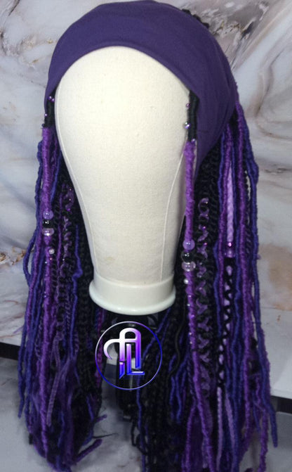 Wide Headband Wig Viking Ombre Goddess Boho Locs Black Purple Crochet Synthetic Dread Curly Ends Braided Hair Fall Twist Butterfly loc