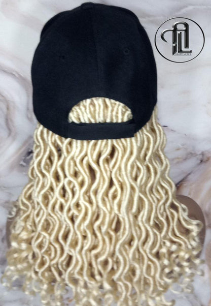 Goddess Locs Braid Wig Hat Baseball Cap 613 Blonde Ombre Mermaid Boho curly bohemian Short Curly 14 16 in Hat Wig Gym Braided Hat Wig Dreads