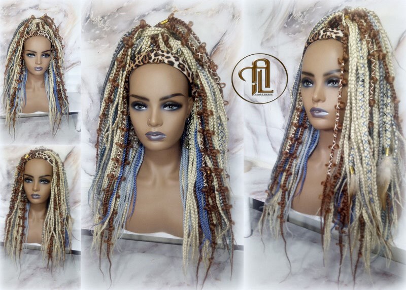 Headband Wig Blonde 613 Platinum 27 Honey Blue Box Braids Gypsy Bohemian Boho Wig Blonde Long Straight Hair Fall Viking Braided Wig