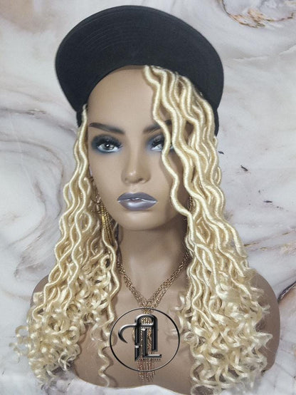 Goddess Locs Braid Wig Hat Baseball Cap 613 Blonde Ombre Mermaid Boho curly bohemian Short Curly 14 16 in Hat Wig Gym Braided Hat Wig Dreads