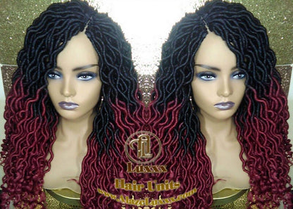 Ombre Goddess Locs Fire 530 Goddess Festival Hair Red Burgundy 1b Marley Crochet Synthetic Dread Dred Loc Lock Wig Unit Braided