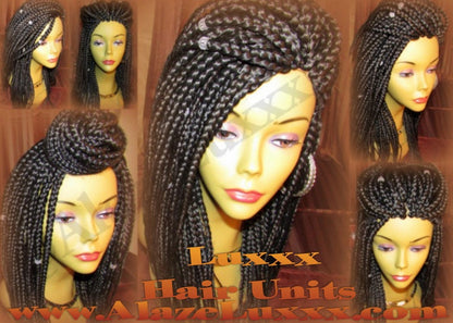 Box Braid Wig Unit 14 NEW Natural Look! Handmade Large Medium! Glueless Lace Finish! 14' Large Silky Individual Hair Braiding Zillions HOT