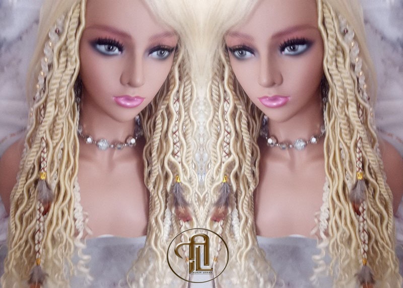 Full Wig with 4x4 Lace Closure Blonde 613 Braids Dreads Mix Set Twist Soft Crochet Boho Dread Braid Set Bohemian extensions