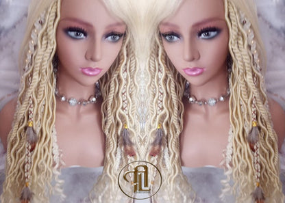 Full Wig with 4x4 Lace Closure Blonde 613 Braids Dreads Mix Set Twist Soft Crochet Boho Dread Braid Set Bohemian extensions