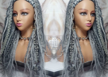 Braids Dreads Mix Headband Wig Silver Grey 44 51 Set Twist Soft Crochet Boho Dread Braid Set Bohemian extensions