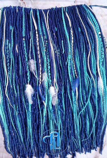 Blue White Ombre SE Synthetic Crochet Straight Dreads Braids synthetic soft and light Braid in hair extension Fake Faux Dreads Partial Set