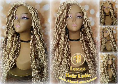 Goddess Faux Boho Platinum Blonde Braid Wig Gypsy Bohemian  Dread Locs Wig Honey Blonde #613 #27  Wavy  Dred  Lock Cosplay Summer Spring Wig