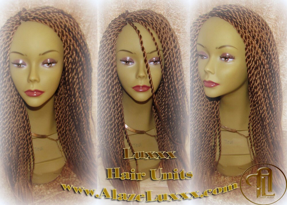 Senegalese Twist Wig Auburn '18 #30 NEW Natural Look! Handmade Unit! Glueless Lace Part! Medium Kinky Twists Box Braid Wigs Havana Straight