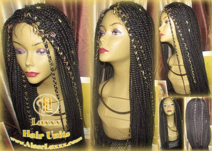 Black Box Braid Wig Lace Baby Hair Large Medium! Long Straight Goddess Braids Lace Wig Xpressions Hair