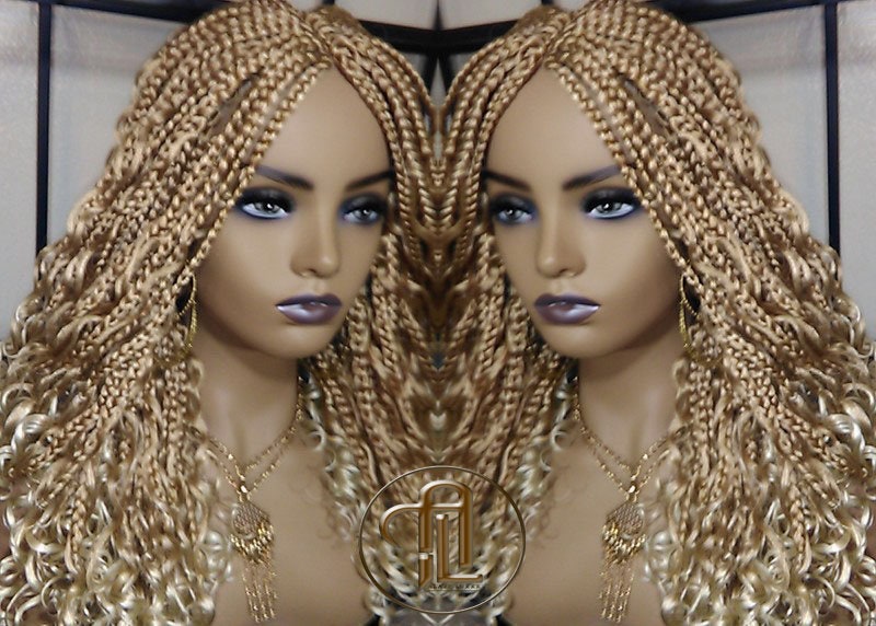14 in Box Braid Boho Short Curly Wig Blonde 27 613 Mix Ombre Balayage Honey Blonde Platinum Wig for Black White Women Alopecia