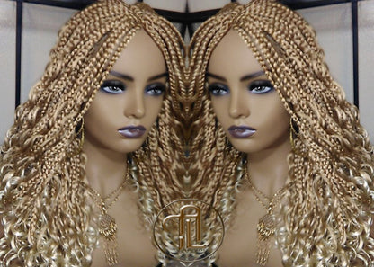 14 in Box Braid Boho Short Curly Wig Blonde 27 613 Mix Ombre Balayage Honey Blonde Platinum Wig for Black White Women Alopecia