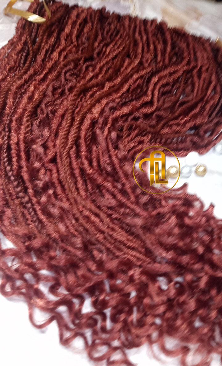 Single Ended Ginger Red Burnt Orangish SE 75 Piece Set Kit Mixed Soft Crochet Boho Dread Braid Hair Wrap Extension Texture Natural Realistic