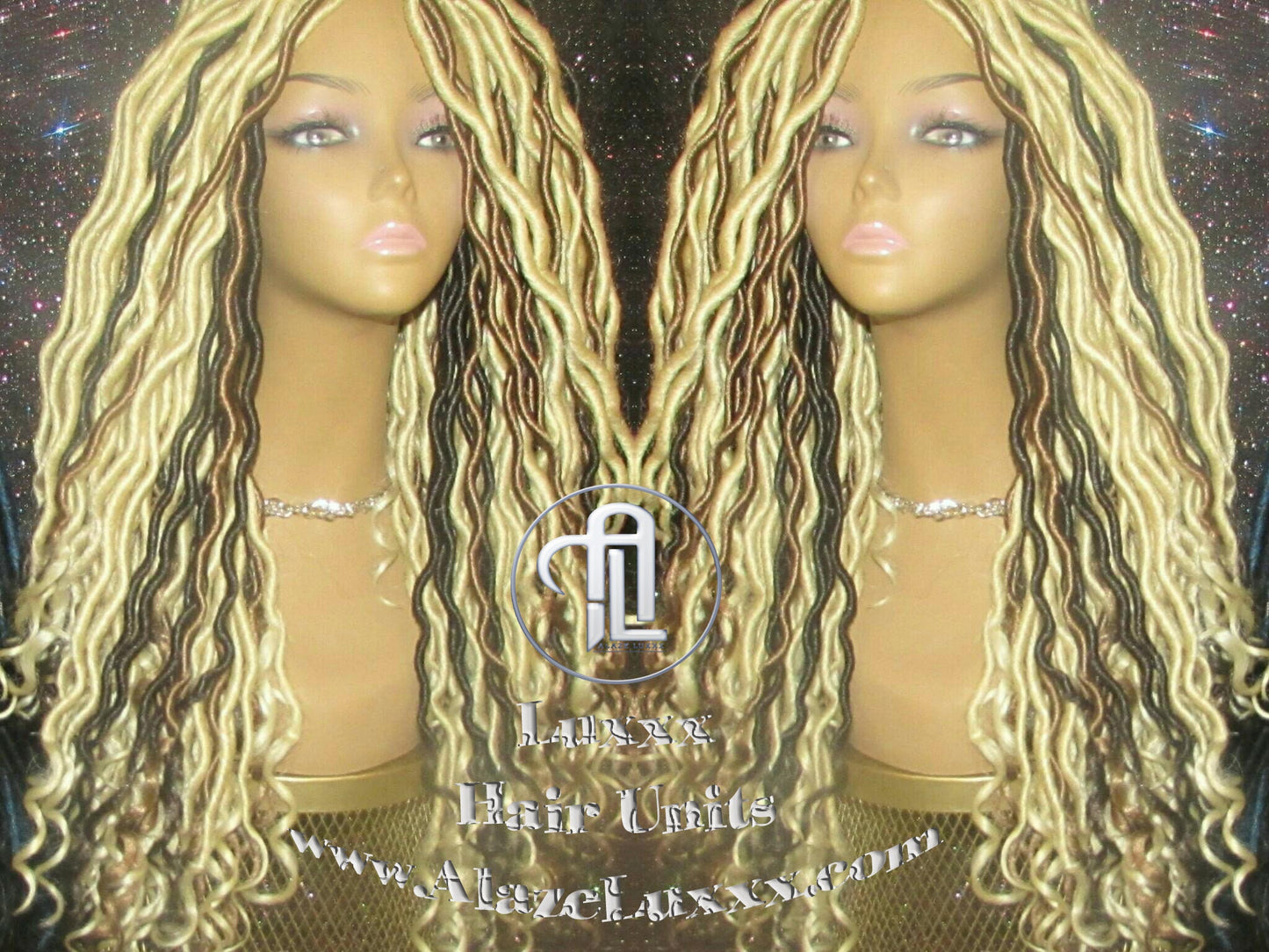 Platinum Blonde Gypsy Bohemian Boho Goddess Faux Dread Locs Wig Unit! Blonde #613 #27 Wavy NEW Marley Dred  Lock Wig Crochet Messy Hair Wig