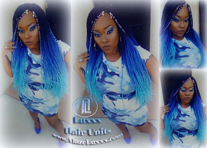 Senegalese Twist Braid Wig Blue Ombre Small Long Micro Braids Royal Baby Sky Blue  Unicorn Mermaid Wig Sale Alopecia Blue Braids
