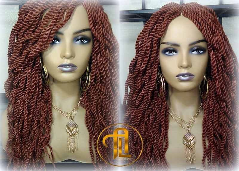 Senegalese Twist Wig Auburn 350 Reddish  Long Wavy Curly  Braids Long Straight Medium Twist Braids woc wig Burnt Orange