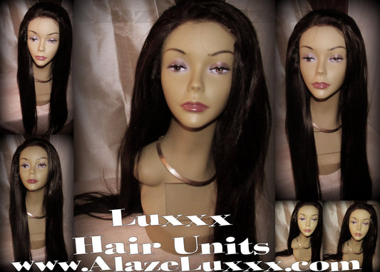Straight Black Kim Kardashian West Look 18 In Virgin Hair Unit Custom Middle Part Side Part 4x4 Lace Front Celebrity Wigs Wig FREE SHIPPING