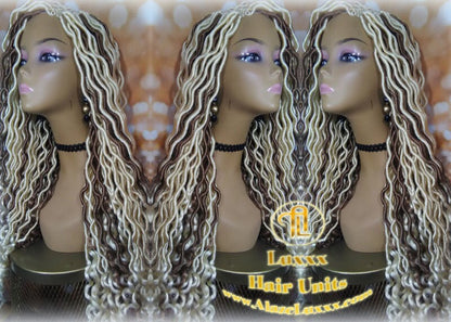 Goddess Faux Boho Platinum Blonde Braid Wig Gypsy Bohemian  Dread Locs Wig Honey Blonde #613 #27  Wavy  Dred  Lock Cosplay Summer Spring Wig