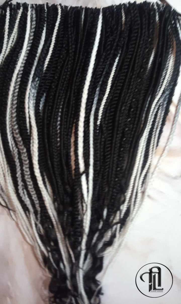 Black Silver White Grey Single Ended SE 100 Piece Set Kit Mixed Soft Crochet Boho Dread Braid Extensions Textured Natural Realistic