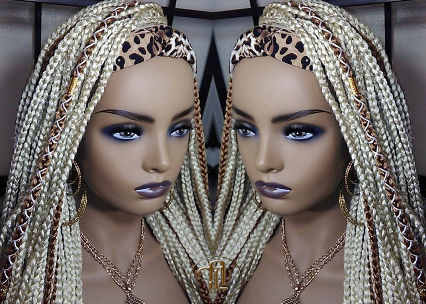Headband Wig Blonde 613 Platinum 27 Honey Box Braids Gypsy Bohemian Boho Wig Blonde Long Straight Waterfall Hair Braided Wig