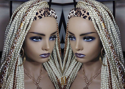 Headband Wig Blonde 613 Platinum 27 Honey Box Braids Gypsy Bohemian Boho Wig Blonde Long Straight Waterfall Hair Braided Wig