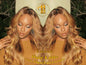 Blonde Auburn 27/30 Dark Roots Ombre 20 In' Straight Long Honey  Custom Color Virgin Hair Unit Lace FrontWigs Kim Khloe Kardashian Wig Look