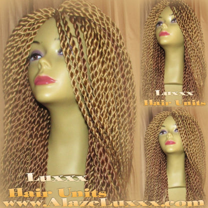 Blonde Senegalese Twist Wig Handmade 14' Natural Look!  Unit! Glueless Lace Finish! Medium Kinky Twist Box Braid Senegalese Twist Blonde