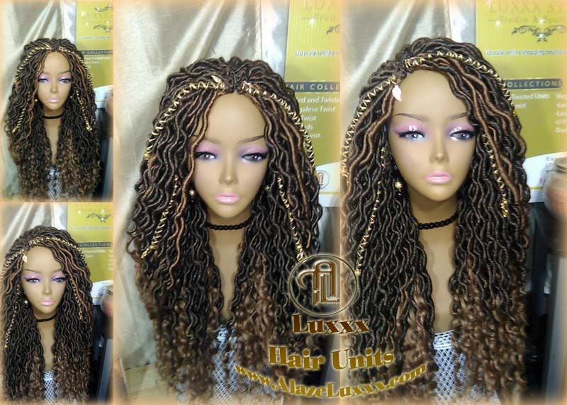 Distressed Dread DE SE Dred Lock Braided Wigs Brown Blonde Goddess Faux Loc Wig  Long Wavy Blonde Tips Ends 27  Hair Bohemian Boho Gypsy