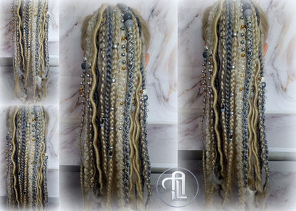 Ponytail Hair Fall Extensions Blonde 613 Grey Silver Elements Accents Feathers synthetic box braids hair scrunchie clip in Clip on Braids