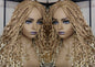 Box Braid Boho Short Curly Wig 14' in Blonde 27 613 Mix Ombre Balayage Honey Blonde Platinum Wig for Black White Women Alopecia