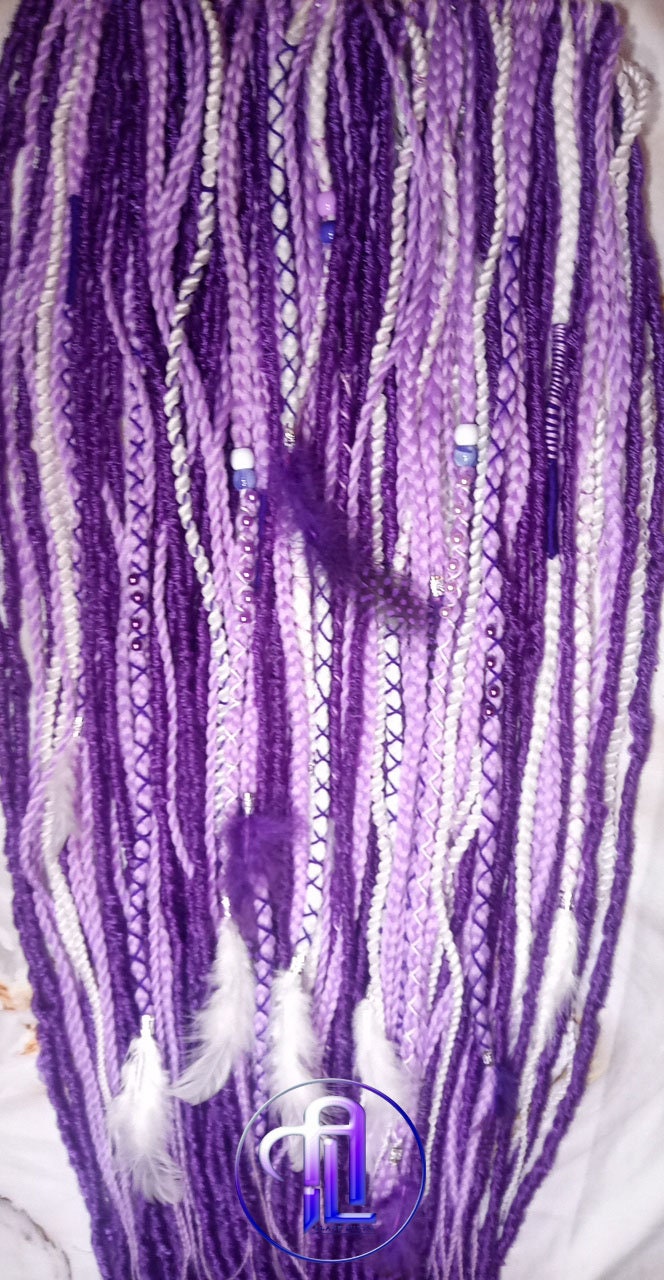 Purple White Dreadlock Extensions  Crochet Dreads Synthetic Dreadlocks Straight Textured Extensions Se Dreads Single Ended Hair Extension