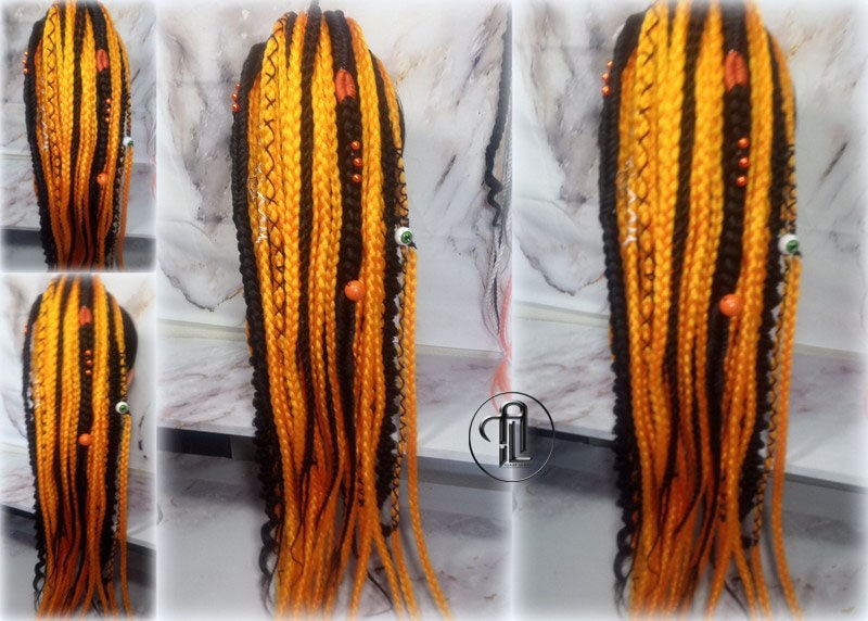 Ponytail Hair Hair Black Orange  Fall Extension Clipin Hairband Hair Tie box braids hair scrunchie Halloween