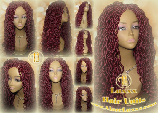Goddess Faux Loc Red Burgundy 530 Hair Marley Long Crochet Synthetic Dread Extension DE SE Lock Boho Bohemian Festival Rave Passion Twist