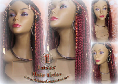 Red Ombre Lemonade Fulani Cornrow Braid Wig French Braids Feed in Braids Swim Wig Gym Wig Kardashian Fulani Beyonce Tribal Goddess Braids