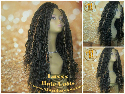 Goddess Faux Locs Wig Black Blonde 27 Dread Wig Wavy Black Dread 1B Long Long Gypsy Locs Wig Synthetic Dred Lock Bohemian Boho Crochet Braid