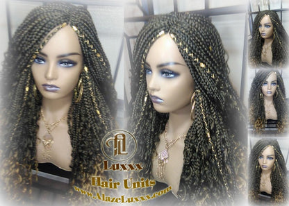 Box Braid Wig Honey Blonde boho curly box braids 1b 27  Long Medium Straight bohemian gypsy Mix Blonde Ombre
