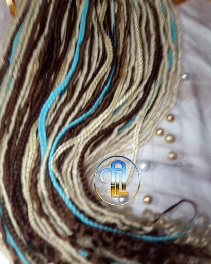 Brown Blonde Blue Set Soft boho Bohemian dreadlocks textured braids wavy dreads  SE Full set Curls dreads and Braids Dragon Braids Locs